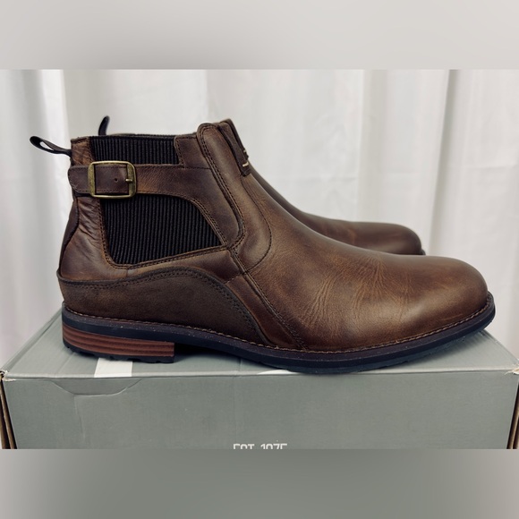 Stacy Adam’s Men’s OSKAR Brown Crazy Horse Leather Chelsea Boot Wood Hee… - Picture 8 of 14